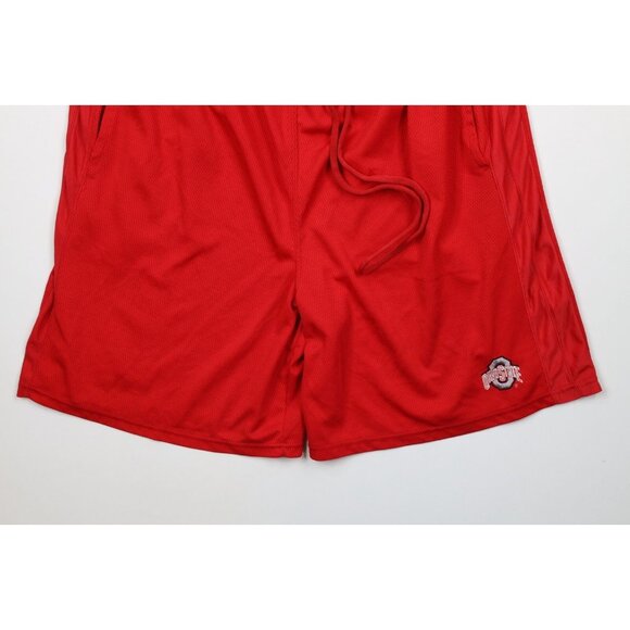 Vintage Mens 2XL XXL Spell Out Ohio State University Mesh Basketball Shorts Red - Picture 3 of 10